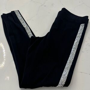 Express Black Leggings with Silver Glitter Side Stripe